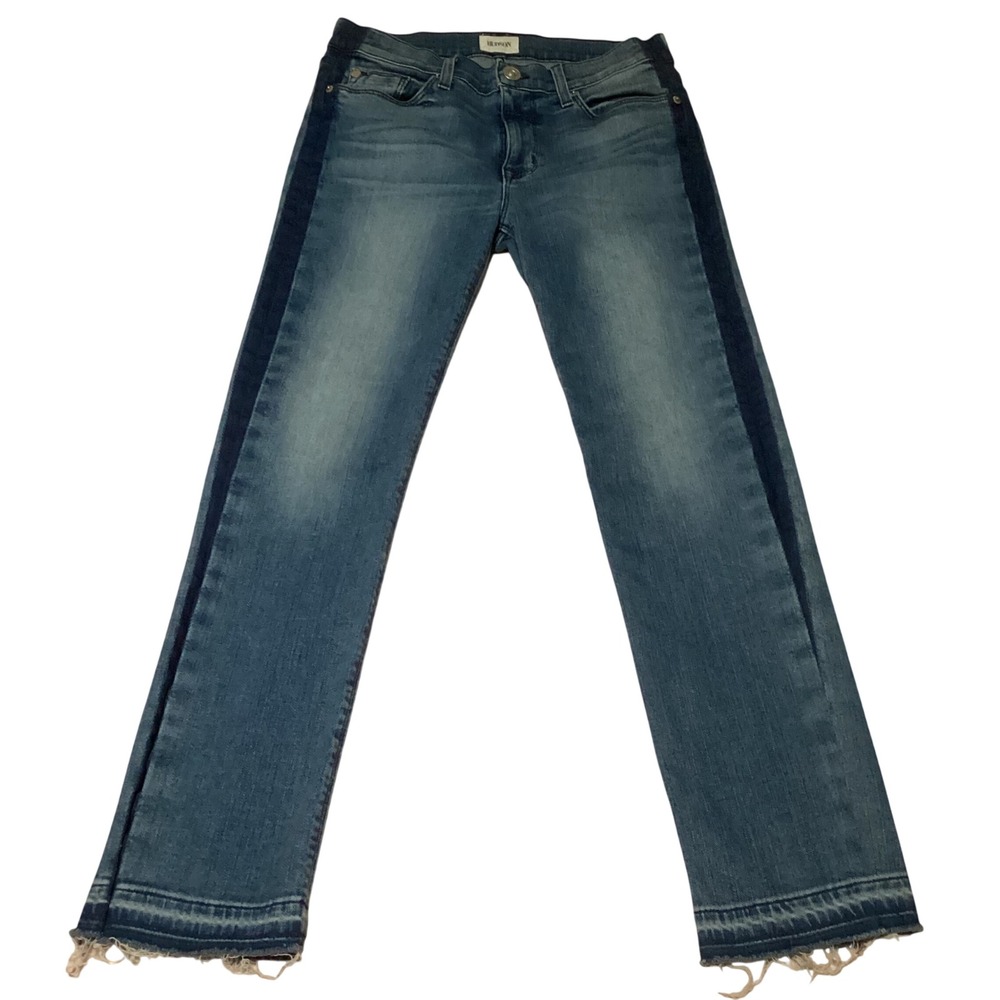 Hudson Tilda Mid Rise Crop Cigarette Jeans Side Stripe Blue Medium Wash Women 27